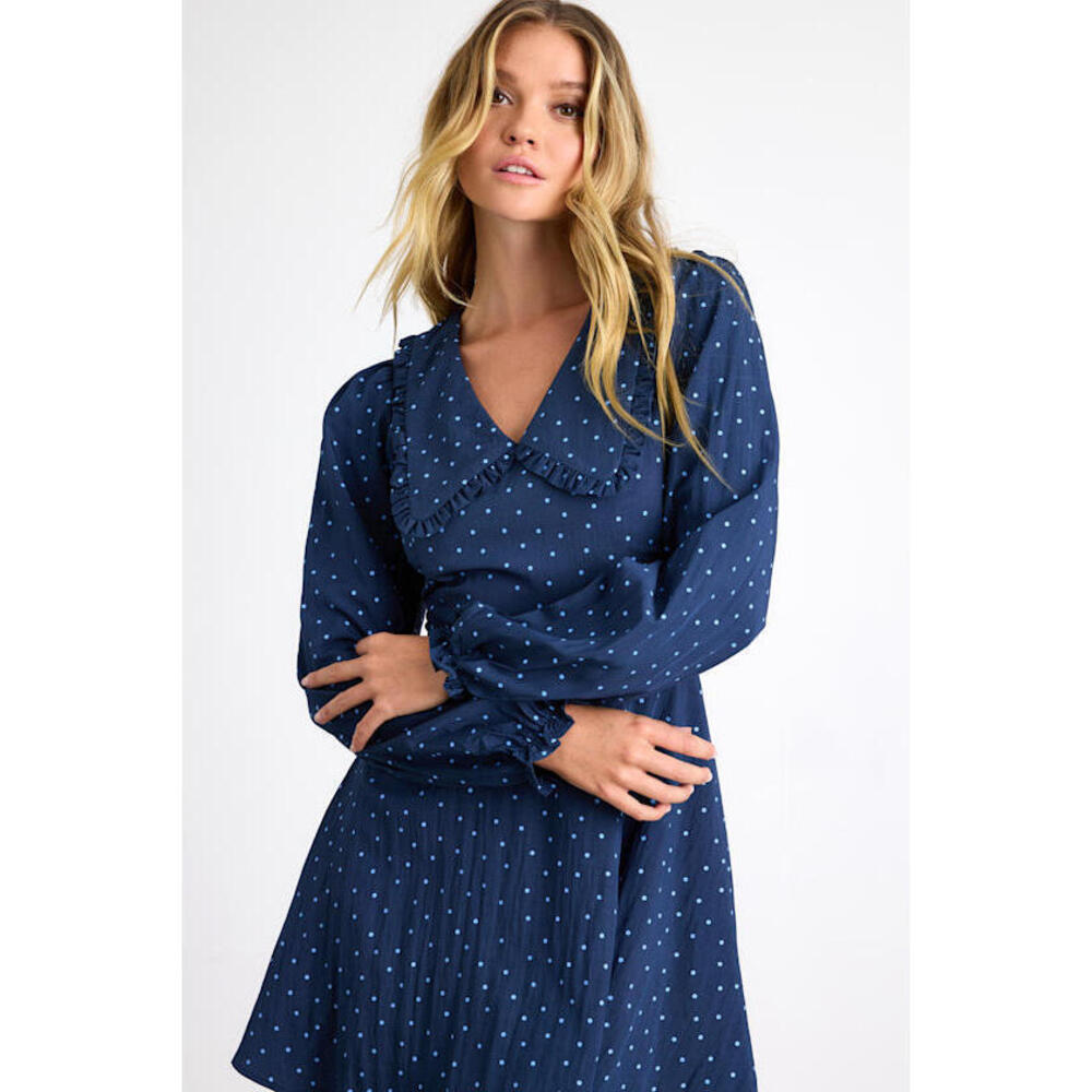 Lulus Sweetie Aura Dark Blue Polka Dot Mini Dress - Size XL